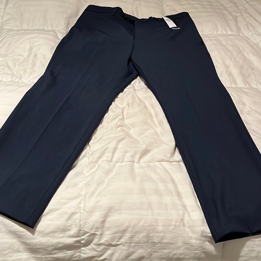 Banana Republic Men 34x30 Slim-Fit Wrinkle Resistant Pant Navy Check Stretch